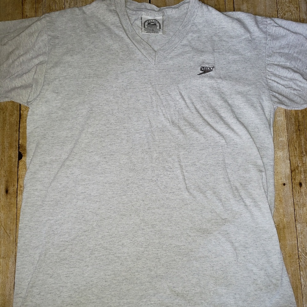 Vintage 90s single stitch Speedo Gray vneck size L